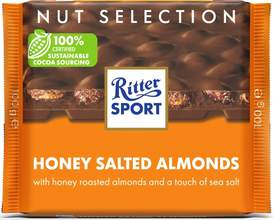 Ritter Sport Nut Selection Honey Salted Almonds Milk Chocolate, 3.52 oz (100g)