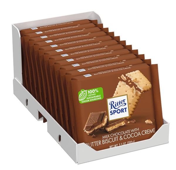 Ritter Sport Chocolat au Lait Biscuit au Beurre & Crème Cacao, 100g