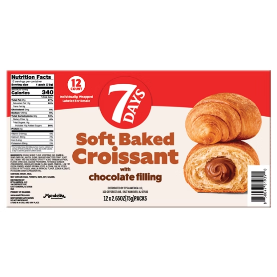 7 Days Soft Baked Croissant with Chocolate Filling 12-Count