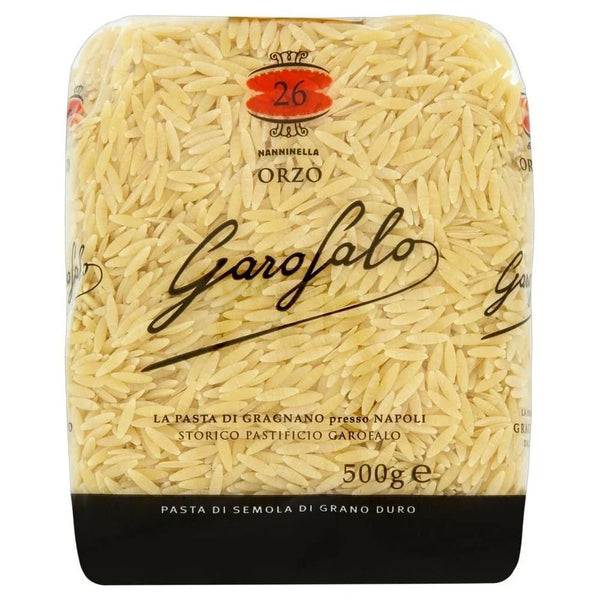 Garofalo Orzo pasta, 500g package of premium imported Italian grain pasta, ideal for soups and salads
