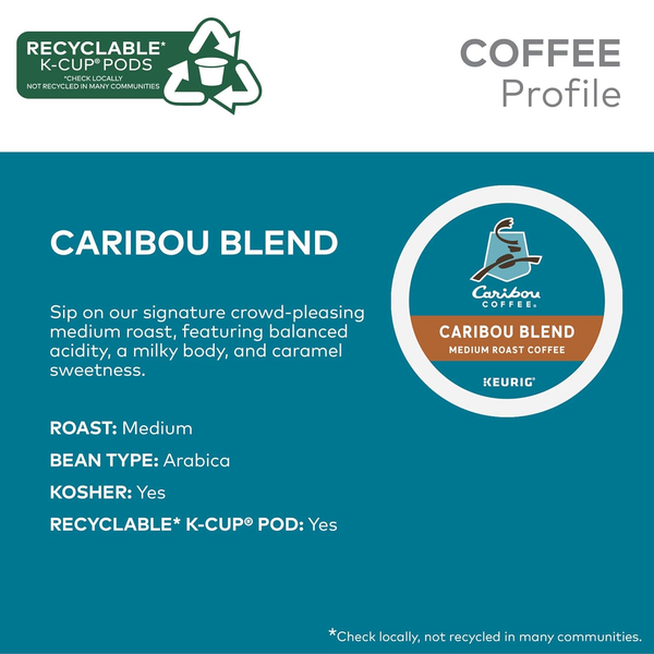 Caribou Coffee Caribou Blend Medium Roast K-Cup Pods, 80 CT (2.0 LBS)