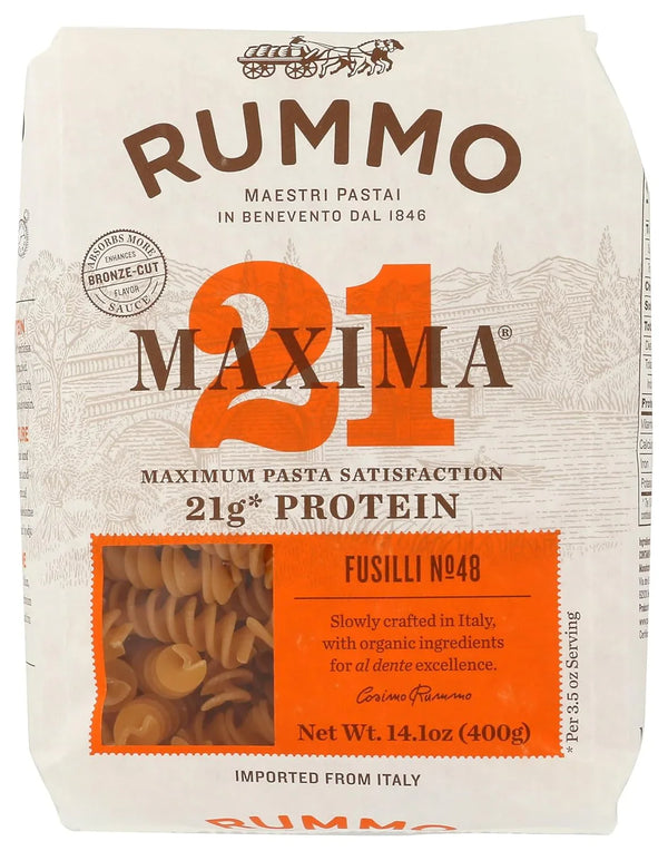 Rummo Maxima Fusilli No.48, 14.1 oz, 21g Protein, USDA Organic, Imported from Italy