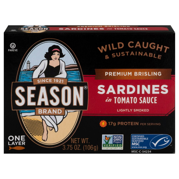 Sardines Brisling Premium de marque Season en sauce tomate – 106 g