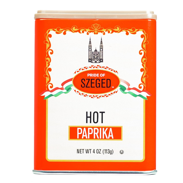 Pride of Szeged Hot Paprika, Authentic Hungarian Hot Paprika, Always Fresh, 4 oz (113g) Tin