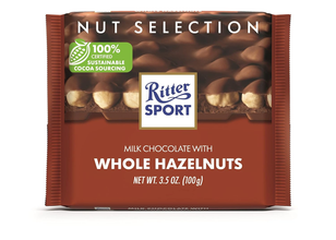 Ritter Sport Milk Chocolate with Whole Hazelnuts, 3.52 oz (100g)