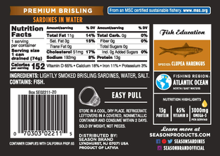 Season Brand Premium Brisling Sardines in Water – 3.75 oz