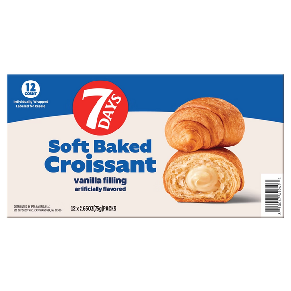 7 Days Soft Baked Croissant with Vanilla Filling 12-Count
