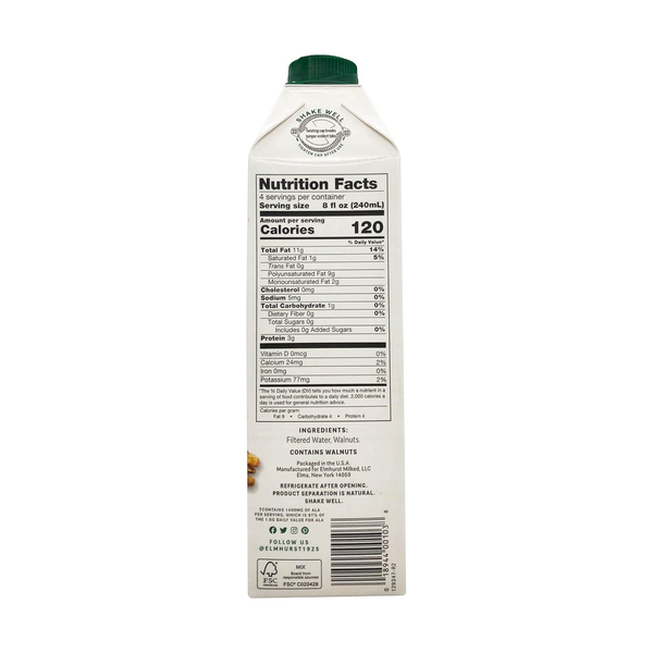 Elmhurst 1925 Unsweetened Milked Walnuts – 32 oz