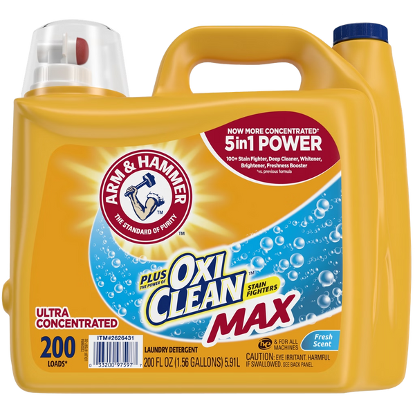 Arm & Hammer Plus OxiClean MAX Laundry Detergent Fresh Scent 200 fl oz 200 Loads
