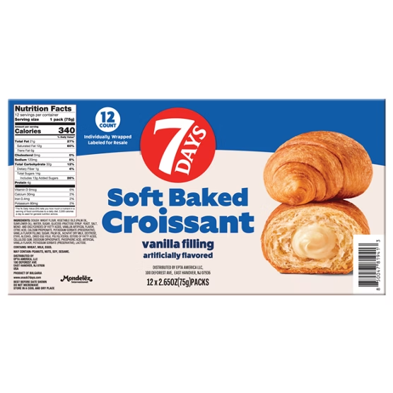 7 Days Soft Baked Croissant with Vanilla Filling 12-Count