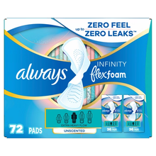 Always Infinity FlexFoam Pads Extra Heavy Flow Unscented 72 ct