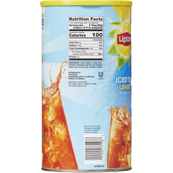Lipton Lemon Iced Tea Mix 89.8 oz — Makes 38 Quarts