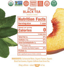 Nixie Sparkling Water Peach Black Tea, 12 fl oz Can, 0 Calories, USDA Organic