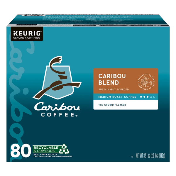 Caribou Coffee Caribou Blend Medium Roast K-Cup Pods, 80 CT (2.0 LBS)