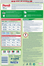 Persil Professional Universal Powder laundry detergent back label with dosing guide, washing tips, and multilingual instructions