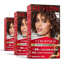 Revlon Colorsilk Ammonia Free Hair Color, Medium Golden Brown 43, 100% gray coverage, bond repair