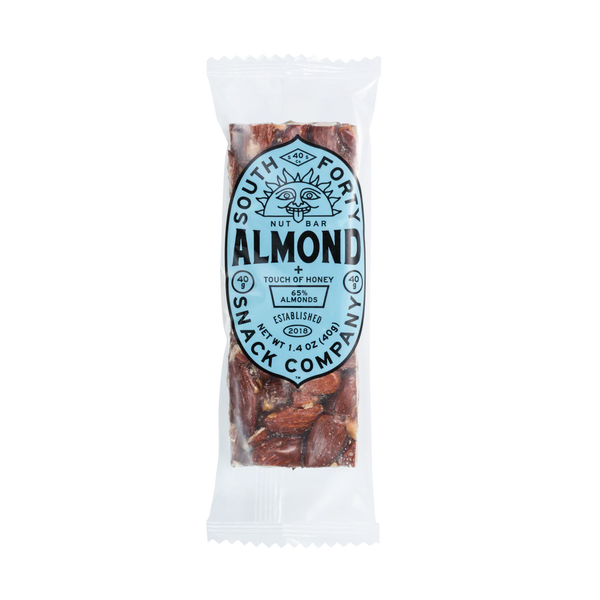 South Forty Almond Nut Bar 1.4 oz - 65% Whole Almonds, Touch of Honey