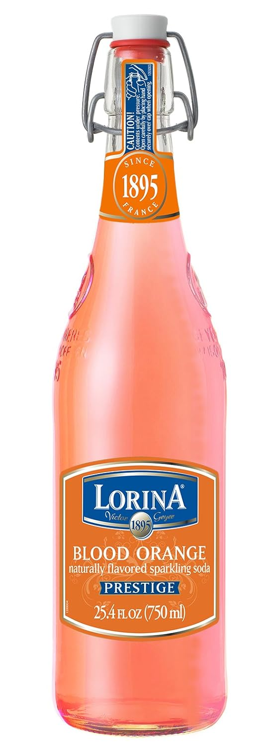 Lorina Blood Orange Naturally Flavored Sparkling Soda, 25.4 fl oz (750mL), Prestige Collection, Gluten-Free, Since 1895