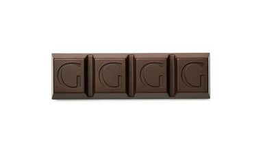 Dark chocolate bar with embossed G letters, premium imported snack