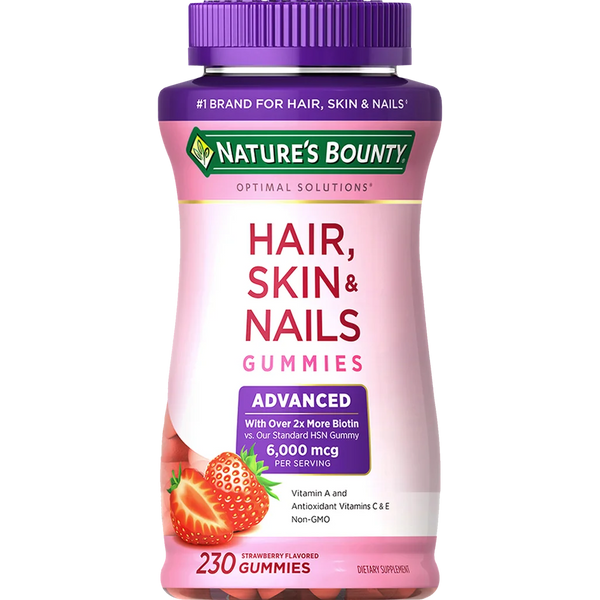 Nature's Bounty Hair, Skin & Nails Gummies Advanced 230ct | 6,000mcg Biotin