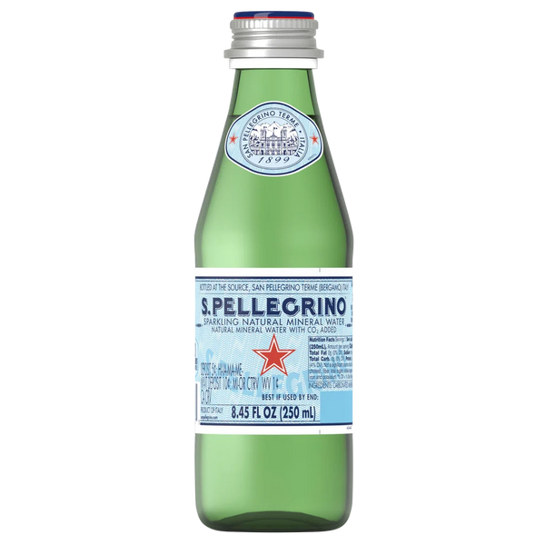 S.Pellegrino Sparkling Natural Mineral Water, 250mL Glass Bottles