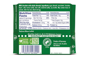Ritter Sport Milk Chocolate with Whole Almonds, 3.52 oz (100g)