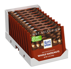 Ritter Sport Milk Chocolate with Whole Hazelnuts, 3.52 oz (100g)