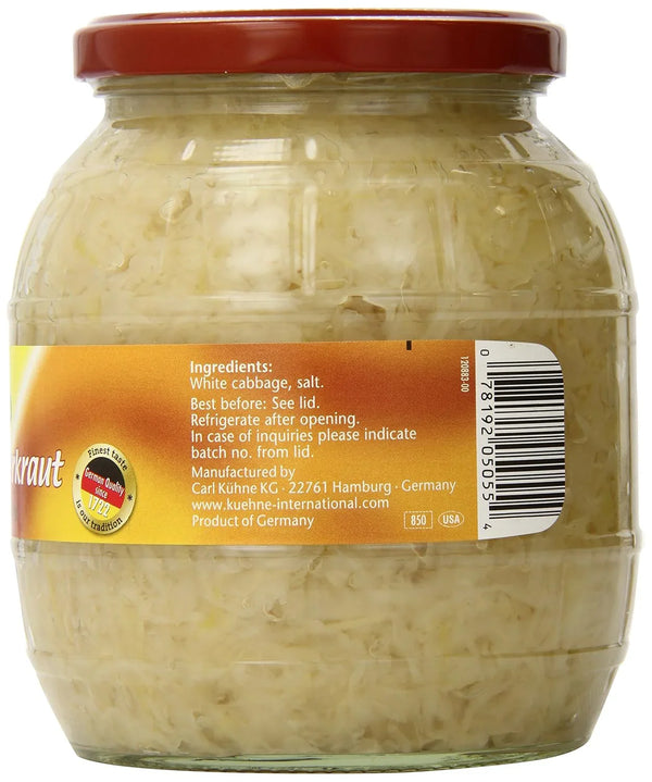 Kühne Traditional German Barrel Sauerkraut, 28.5 oz (810g) Glass Jar