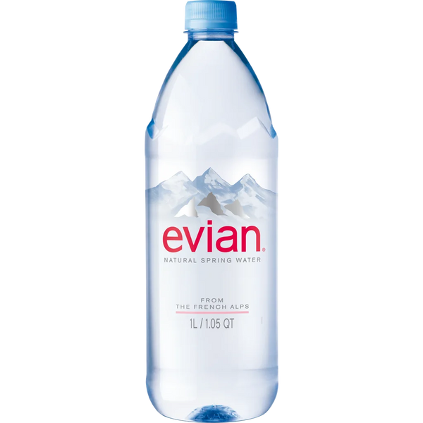 Evian Natural Spring Water, 1L Bottle, From the French Alps