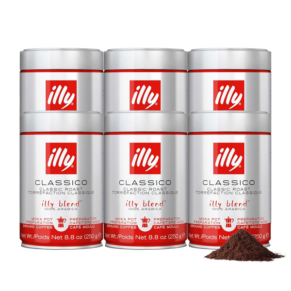 illy Classico Ground Coffee Moka Pot 8.8 oz | Single & Pack of 6