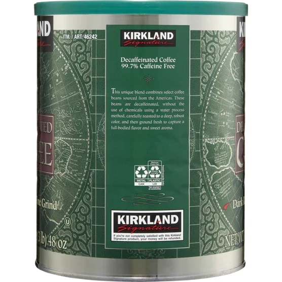 Kirkland Signature Decaffeinated Coffee, Dark Roast Fine Grind, 3 lb (48 oz)