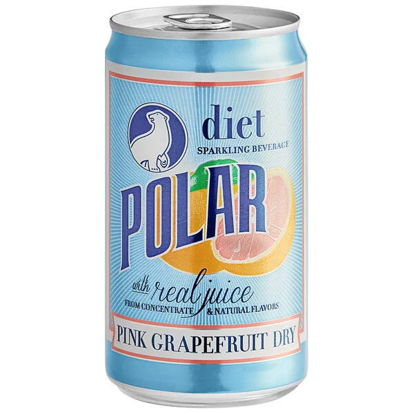 Polar Diet Pink Grapefruit Dry, Sparkling Beverage with Real Juice, 12 fl oz