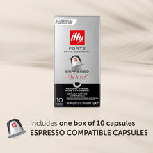 Box of illy Forte extra bold roast espresso aluminum coffee capsules, 10-count pack.