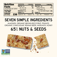 South Forty Mixed Nut Bar Nutrition Facts - 7 Ingredients, Almonds Peanuts Hazelnuts Sesame, Non-GMO Verified
