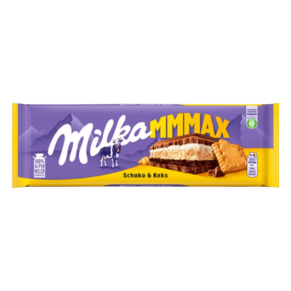 Milka MMMAX Schoko & Keks Chocolate Bar, Alpine Milk Chocolate with Butter Biscuits, 10.58 oz (300g)