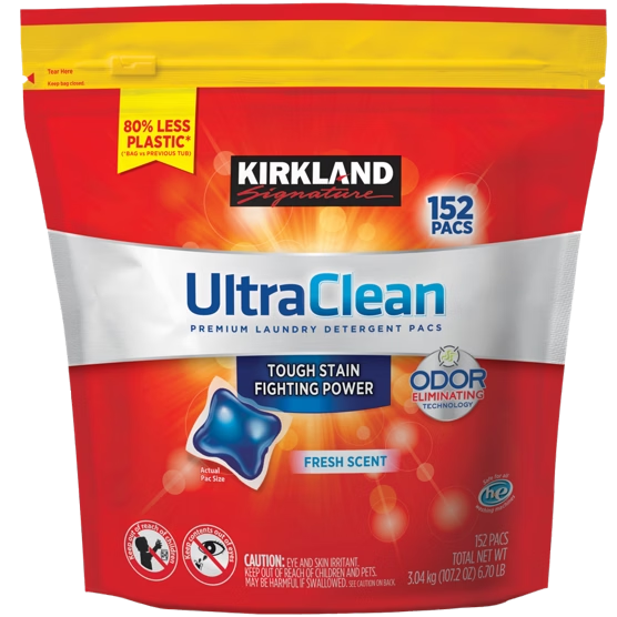 Kirkland Signature UltraClean Premium Laundry Detergent Pacs 152 ct Fresh Scent