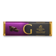 Godiva dark chocolate bar with purple and gold packaging, premium imported snack