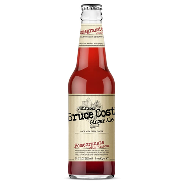 Bruce Cost Unfiltered Ginger Ale, Pomegranate with Hibiscus, 12 fl oz (355ml) Glass Bottle