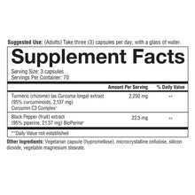 Turmeric and black pepper supplement facts label with dosage info for immune support and wellness
