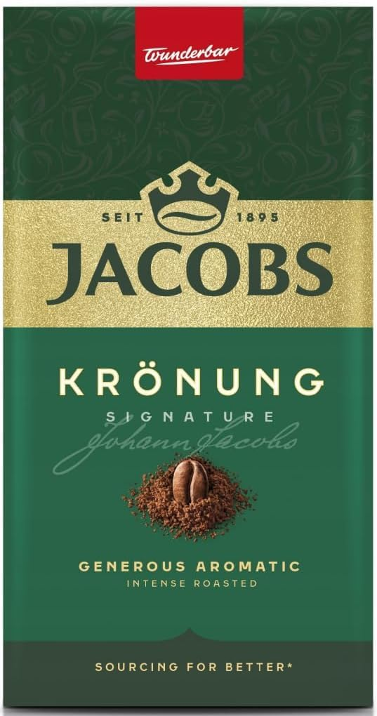 Jacobs Krönung Signature Ground Coffee, 100% Arabica, Generous Aromatic Intense Roasted, 500g (17.6 oz), Made in Germany