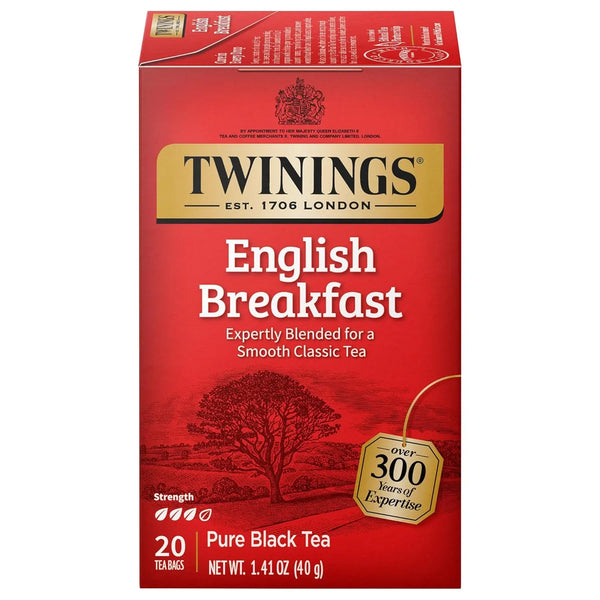 Twinings English Breakfast Tea, 20 Tea Bags, 1.41 oz (40g), Pure Black Tea, Kosher