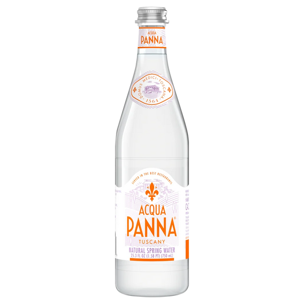Acqua Panna Natural Spring Water, 750mL Glass Bottle, Tuscany Italy