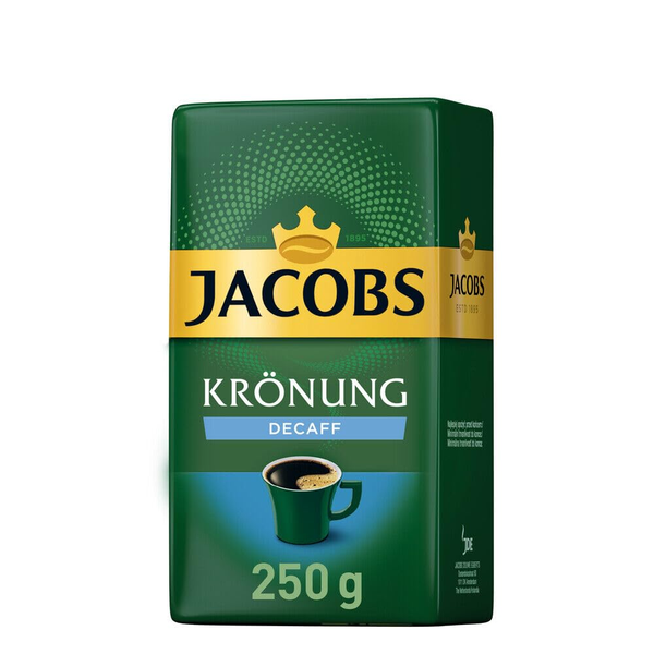 Jacobs Krönung Decaff Ground Coffee, 100% Arabica, Decaffeinated, 250g (8.8 oz), Made in Germany