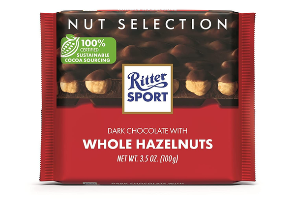 Ritter Sport Chocolat Noir Noisettes Entières, 100g