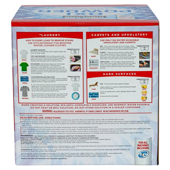 Kirkland Signature OXI Powder Laundry Booster & Multipurpose Stain Remover 176 oz 11 lb