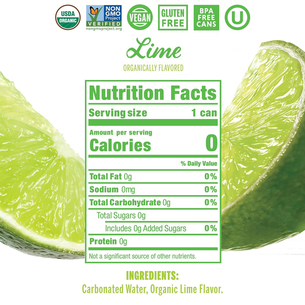 Nixie Sparkling Water Lime Ginger, 12 fl oz Can, 0 Calories, USDA Organic
