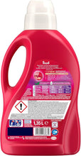 Perwoll laundry detergent bottle, 1.35L, for all fabric colors, with renew technology and dosage guide