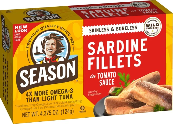 Filets de sardines sans peau et sans arêtes Season Brand à la sauce tomate – 124 g