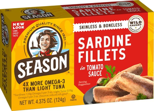 Season Brand Skinless & Boneless Sardine Fillets in Tomato Sauce – 4.375 oz