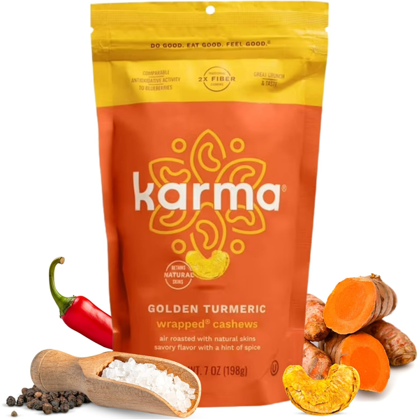 Karma Golden Turmeric Wrapped Cashews 7oz | Air Roasted